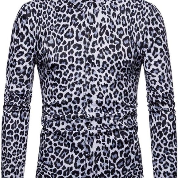 Men's Leopard Print Dress Shirt - Picture 2 of 6